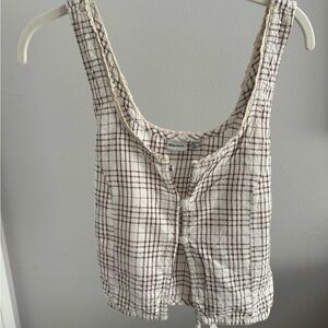 Rhythm brand brown and white check top